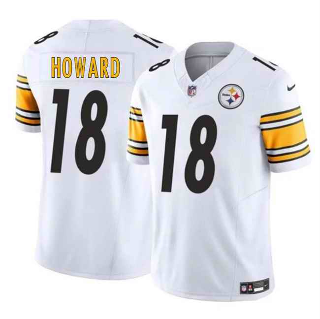Men's Pittsburgh Steelers #18 Will Howard White 2025 Draft F.U.S.E. Vapor Limited Stitched Football Jersey